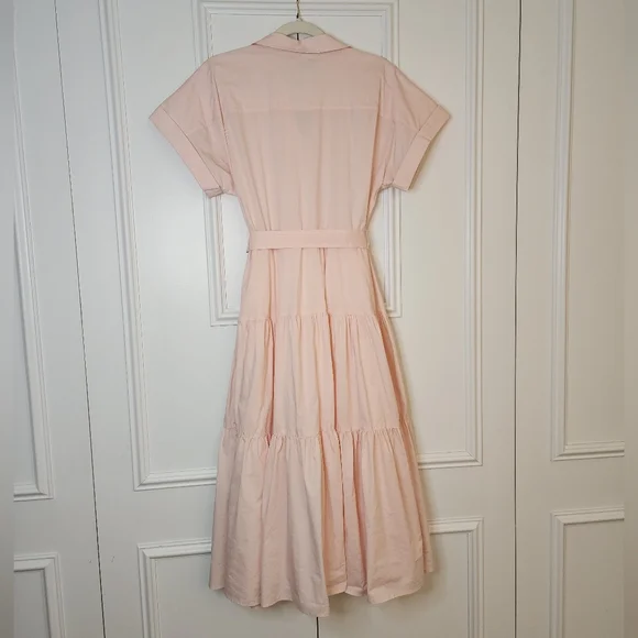 Ralph Lauren Pink Belted Cotton-Blend Tiered Dress | Size 8 - Picture 8 of 11